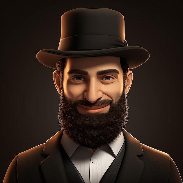 An animated character with a stubble and a Hat
