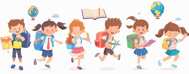 様々な 民族 の 活気 の ある 子供 たち が 喜び に 満ち て 学習 活動 に 携わっ て いる