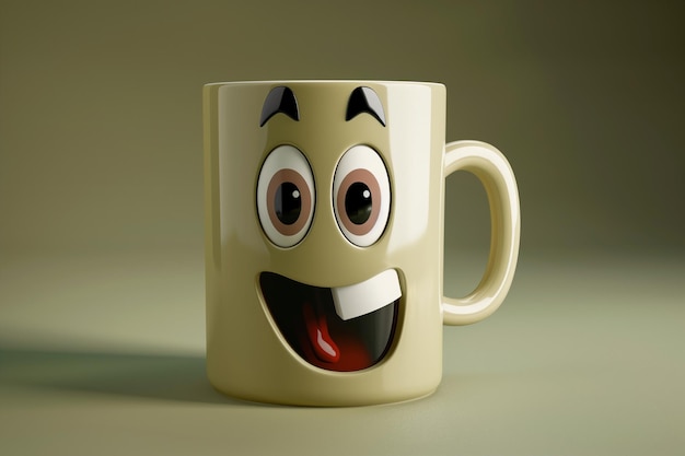 Animated Coffee Mug with Face