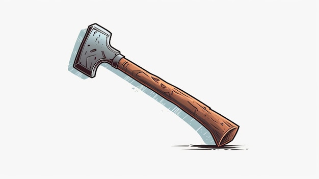 Animated Comic Art Illustration Of Wooden Axe In Trenchcore Style