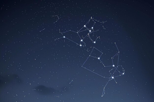 Animated constellations forming shapes in the night sky