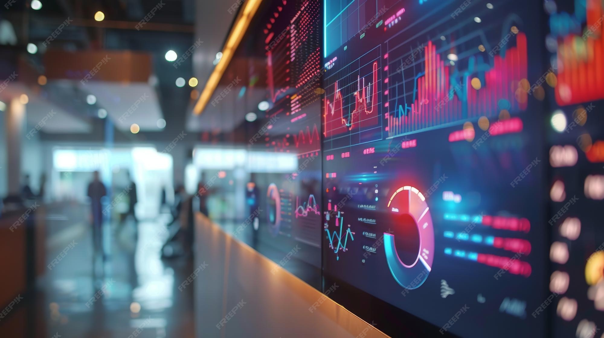 Premium Photo | Animated Data Visualization on a Transparent Display in ...