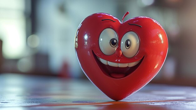 An animated depiction of a mischievous heart character with playful eyes and a curved smile adding