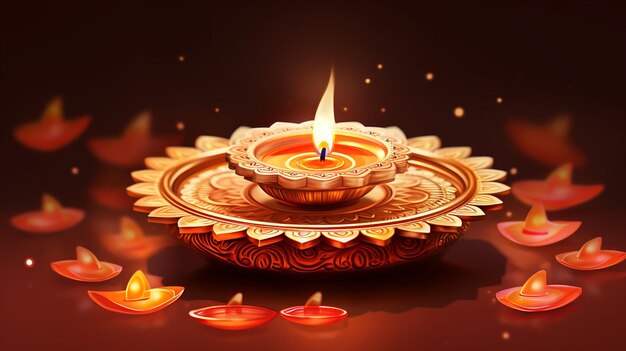 An animated diwali festival background with flickering candles indian culture ai generated