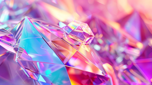 Animated geometric crystal background iridescent texture faceted gem