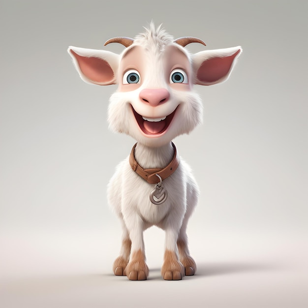 Animated Goat with bell on the neck with dim background