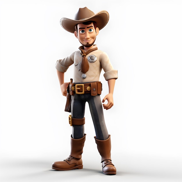 Photo animated illustration of 3d sheriff character caricature