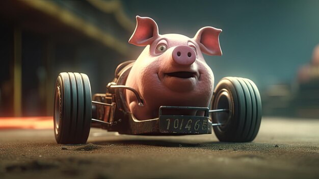 Animated illustration of pig animals in various professions 3d realistic