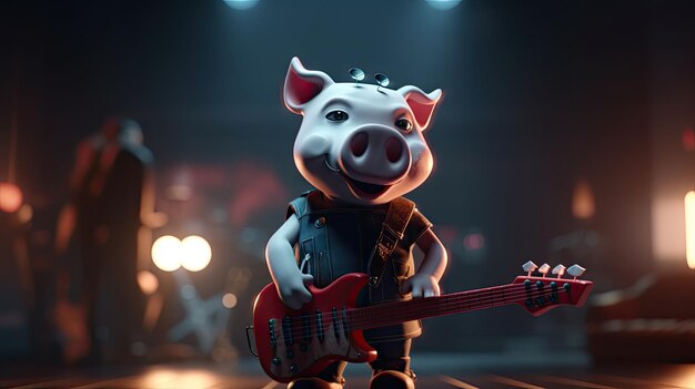 Animated illustration of pig animals in various professions 3d realistic