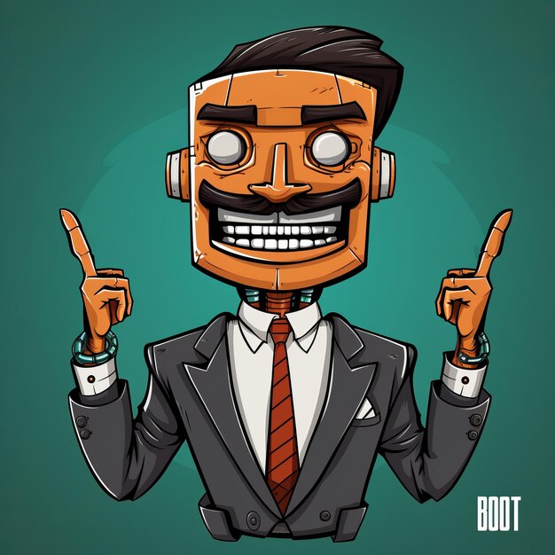 Photo animated illustrations 100 large png images of a hilarious smiley robot comedian in a suit undercu