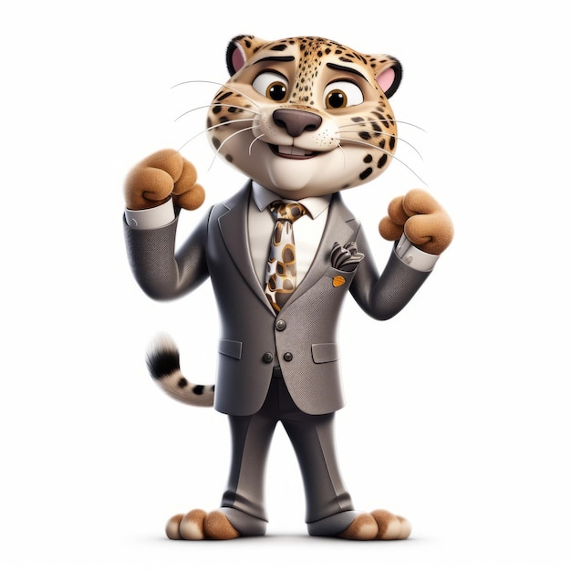 Photo animated leopard in business suit charming character with strong facial expression