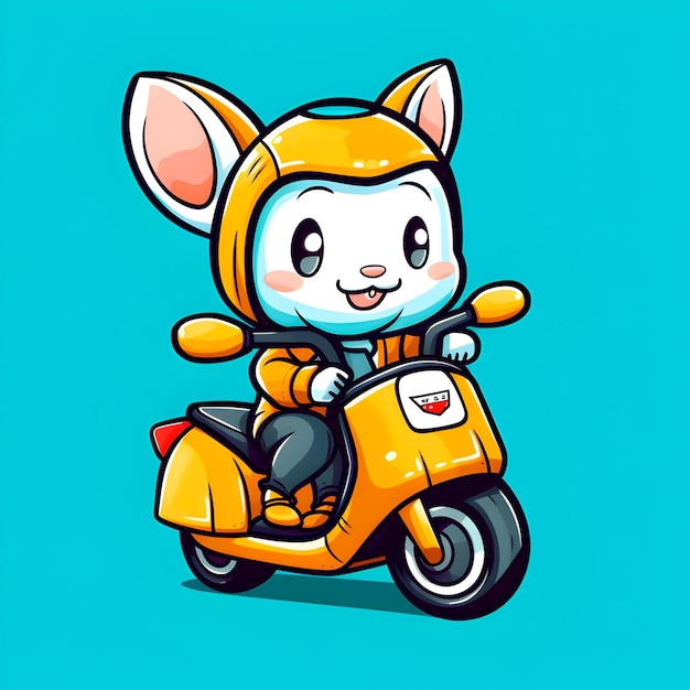 Photo animated little mouse on motorcycle