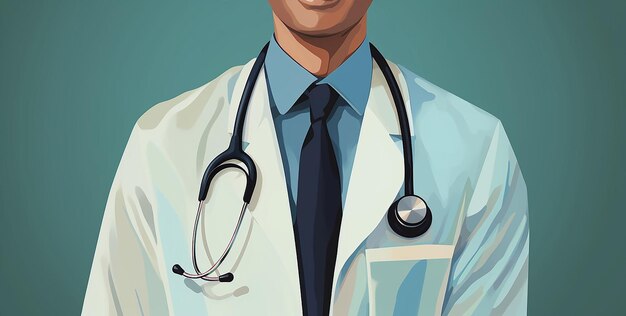 an animated medical figure with a stethoscope and a blue uniform