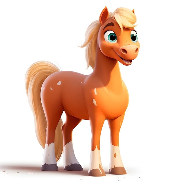 Animated Orange horse white background