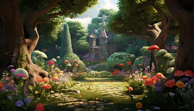 Photo an animated scene of a garden growing in fastforward