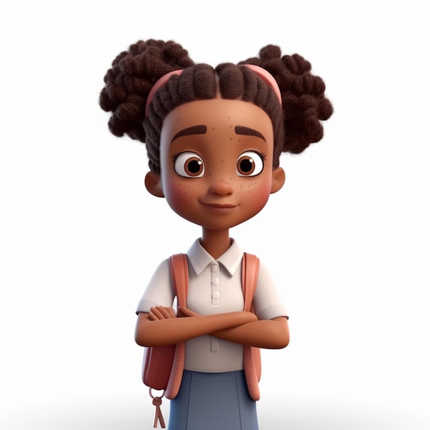 Animated student girl in 3D Fulllength animation