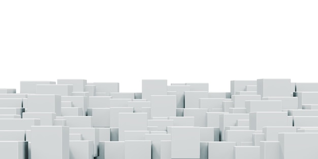 Animated white square cubes Gradient geometric background concept with random boxes or columns