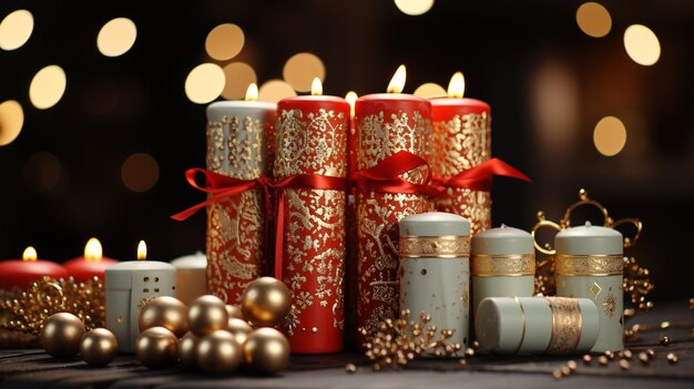 Foto animatie van kerstgroeten tekst over kerst crackers decoraties