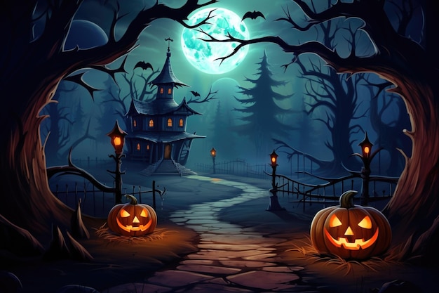 Animation cute halloween theme background