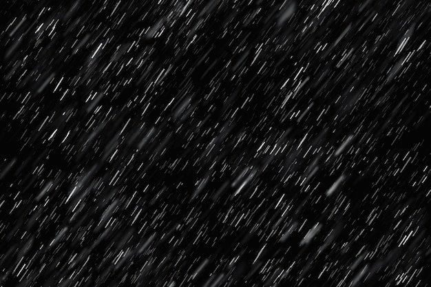 Animation of falling raindrops in slow motion on a dark black background, rain animation with beginn
