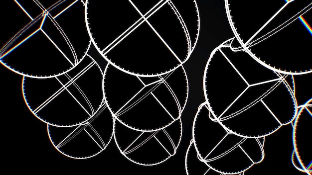 Animation of intersecting white circles abstract animation of rotating complex geometric shapes on a