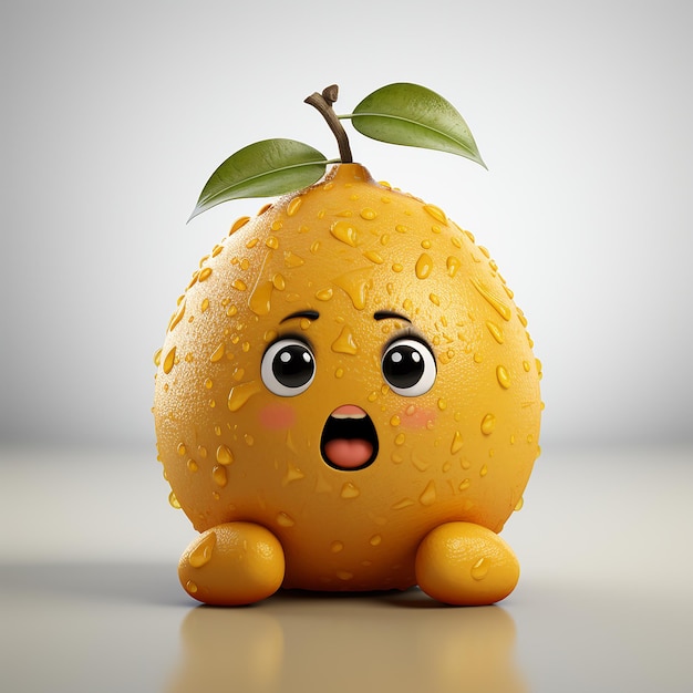 animation of orange fruit with eyes ears crying