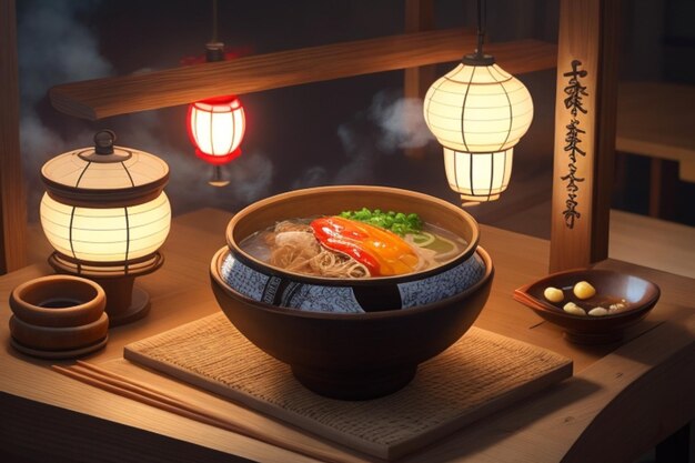 Photo animation of ramen noodles a typical japanese asian food