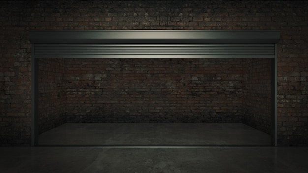 Animation of a room with a door open and a metal track that is on the floor.