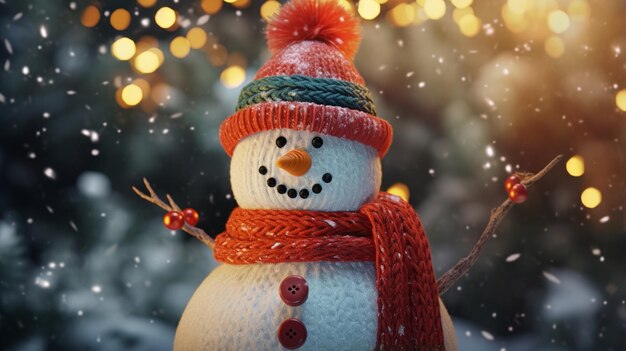 Animation snowman dressed with mittens stock photos Ai generated art