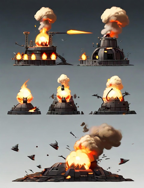 Foto foglio sprite di animazione della sequenza di esplosione della bomba