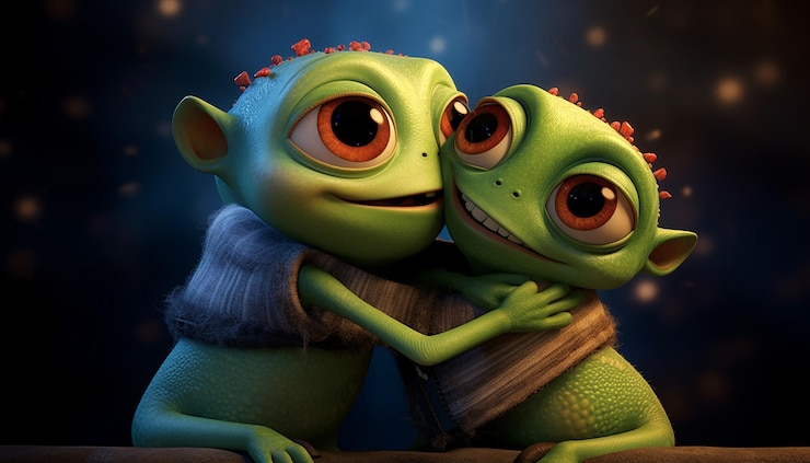 Photo animation style national hugging day generated by artificial intelligence