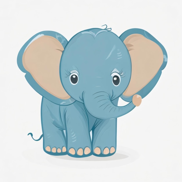 Animation style vector illustration of a baby elephant flat stylized