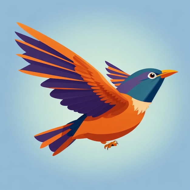 Animation style vector illustration of Bird flat stylized