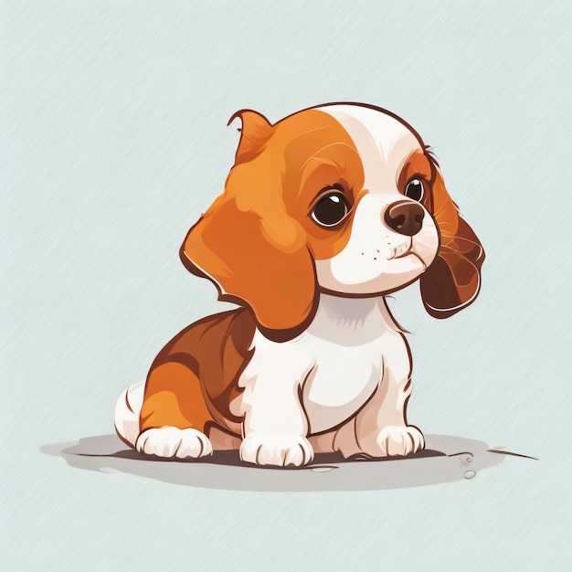 Animation style vector illustration of a Puppy flat stylized
