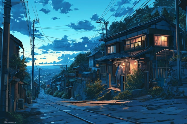 Foto anime achtergrond stad scene architectuur