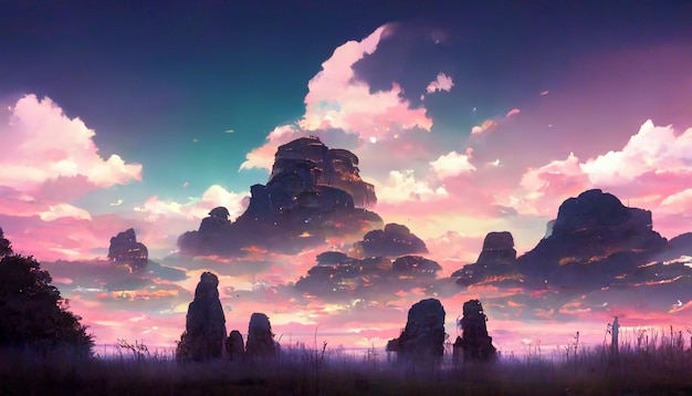 Anime art style nature environment background image