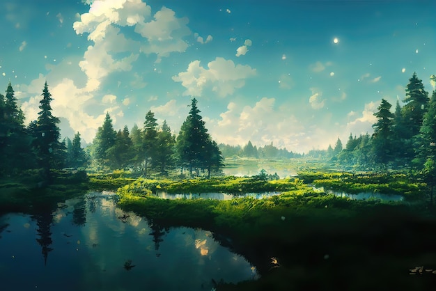 Anime art style nature environment concept art illustration
background image