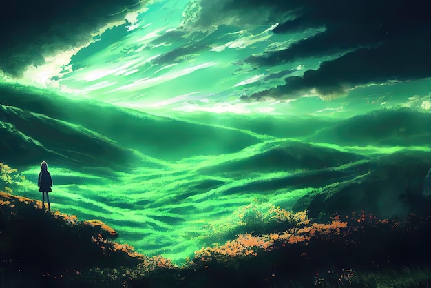 Anime Art Style Nature Environment Concept Art Illustration Background Image