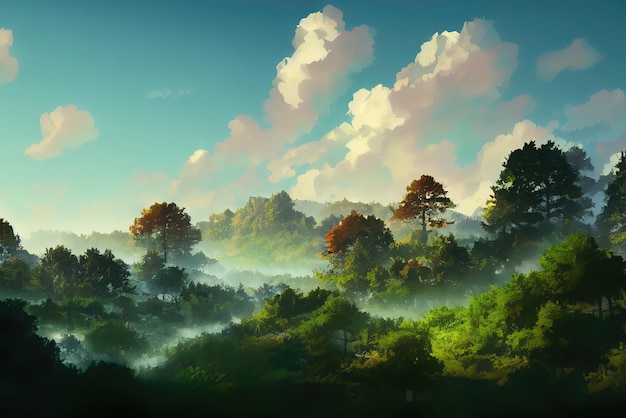 Anime art style nature environment concept art illustration\
background image