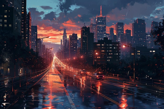 anime background afternoon scene city