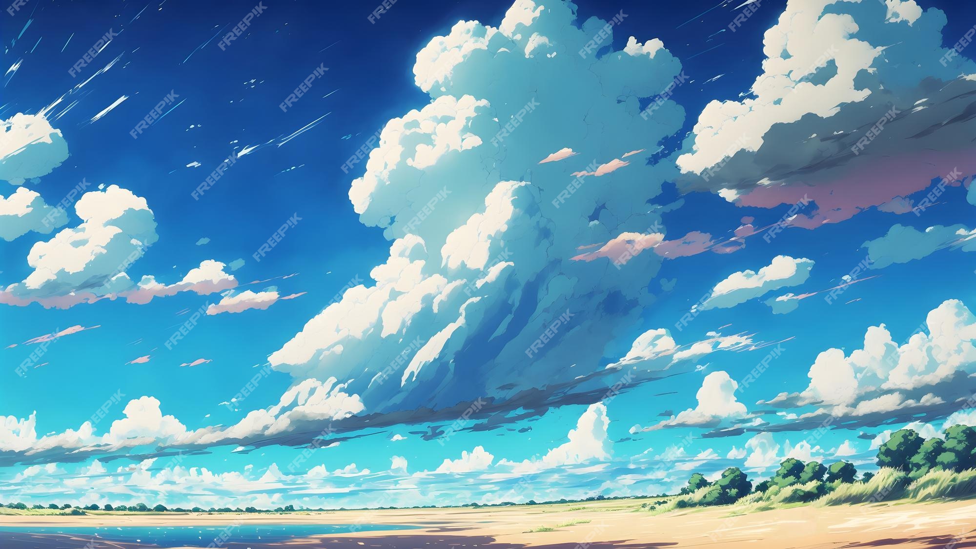 Premium Photo | Anime background art of endless beautiful blue sky ...