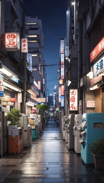 Аниме фон пустой современный компактный японский центр города улица аниме  аниме стиль ночное время искусство | Премиум Фото
