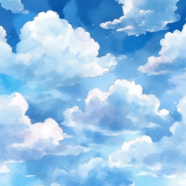 Anime background with clouds in the sky