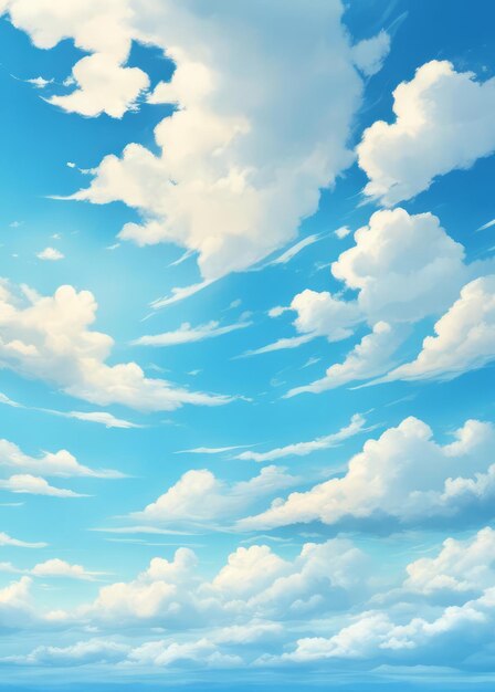 Anime blue sky with white cloud background