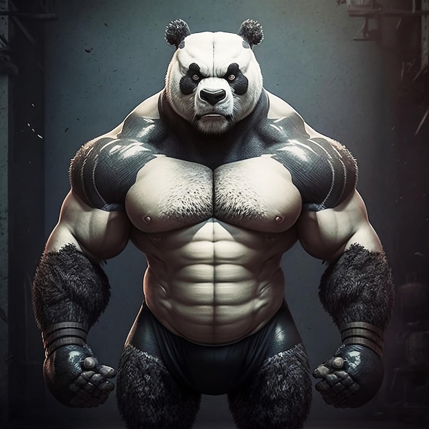 Photo an anime body builder panda