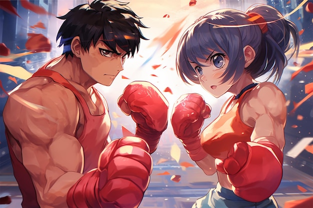 anime boxing cartoon neon