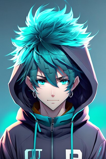 Anime boy game character with blue eyes high detailed