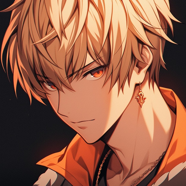 Premium AI Image  Cute and Handsome anime boy with short orange hair