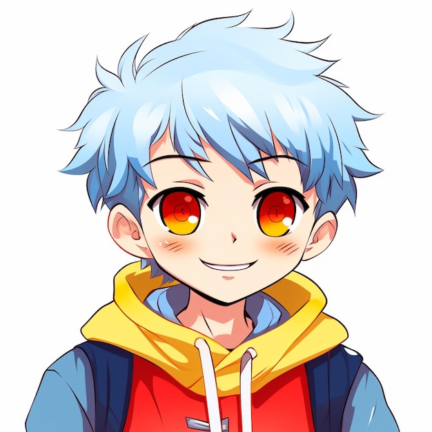 Premium AI Image  Anime boy with a hoodie and a blue background