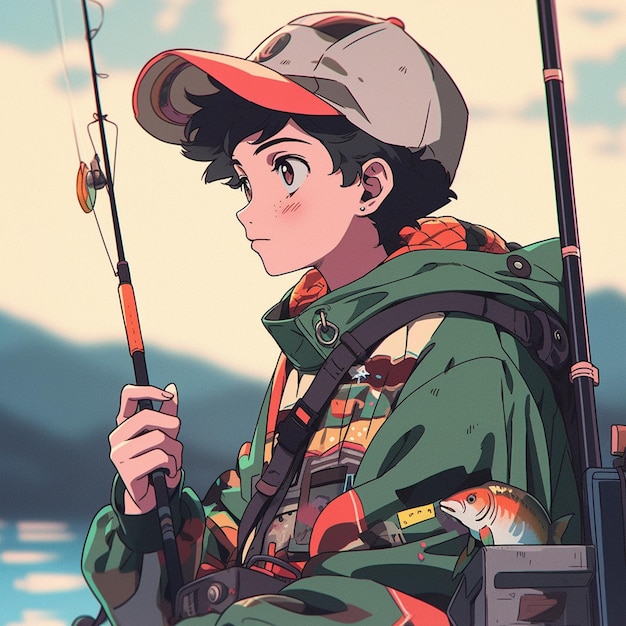 Japanese Anime Style Two Kids Fishing Stock Illustration 2358262445 |  Shutterstock